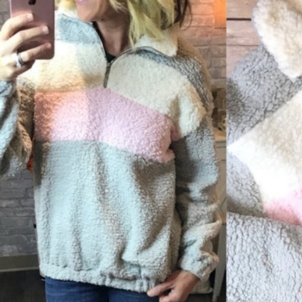 Andree by Unit Color Block Sherpa Pullover